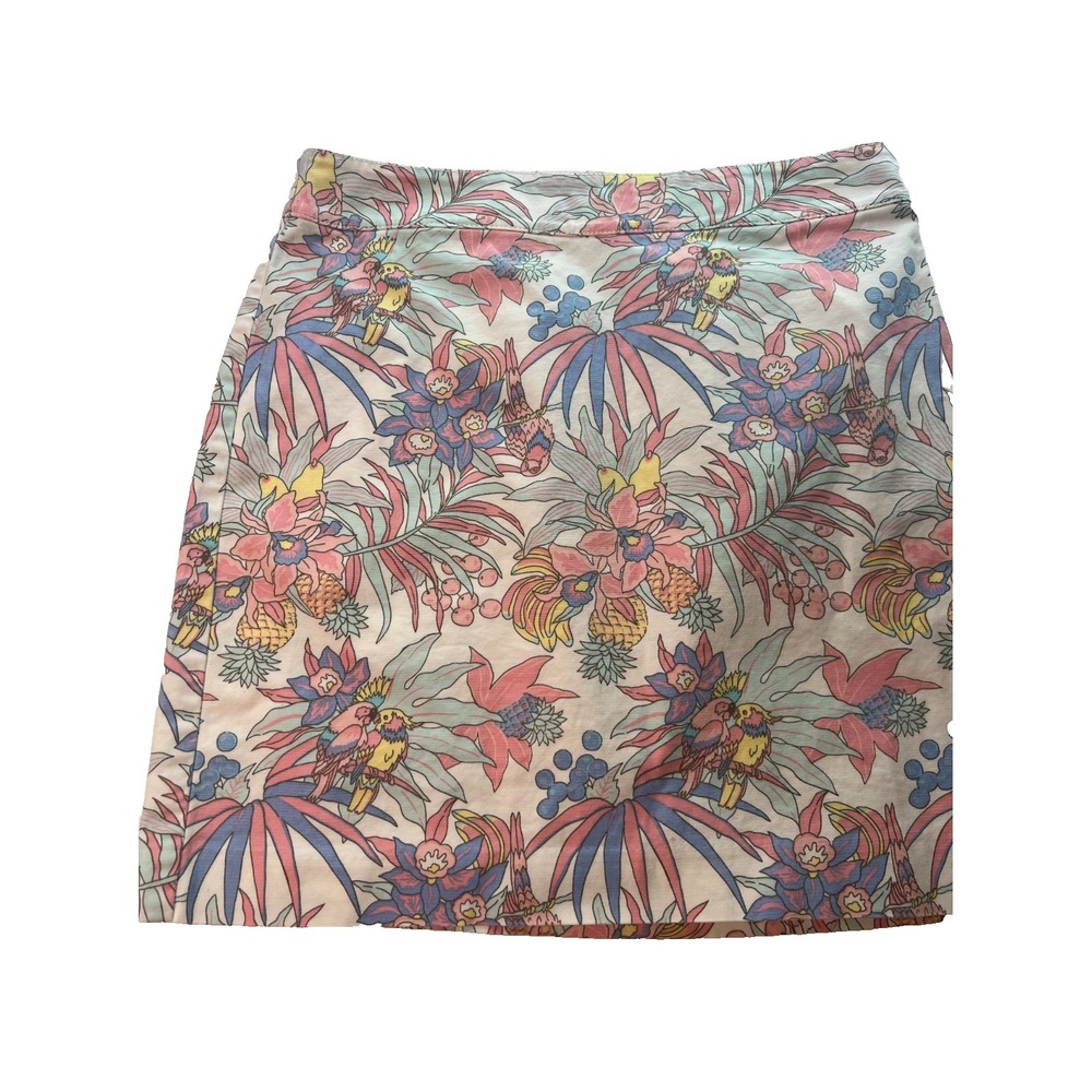Talbots Women's Skirt Sz 8 Multicolor Tropical Slit Back Zip Pencil W16 L19